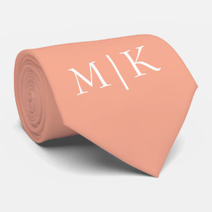 Peach and White   Modern Monogram Tie