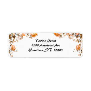Peach and White Roses Return Address Label