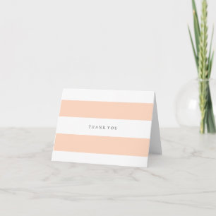 Peach and white striped thank you card