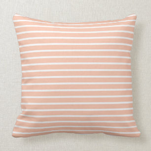 Peach and White Stripes Cushion