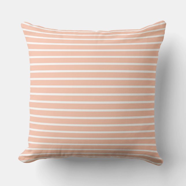 Peach and White Stripes Cushion (Front)