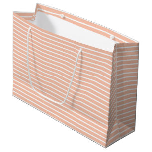 Peach and White Stripes Large Gift Bag