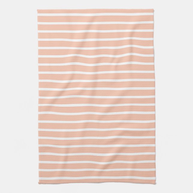 Peach and White Stripes Tea Towel (Vertical)