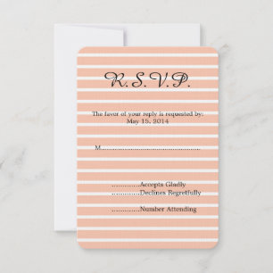 Peach and White Stripes Wedding RSVP Card