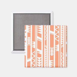 Peach and white tribal print pattern magnet