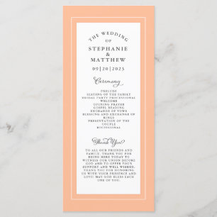 Peach and White Wedding Service Ceremony Elegant Program