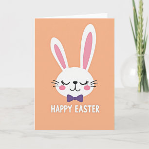 Peach Animal Happy Easter Card