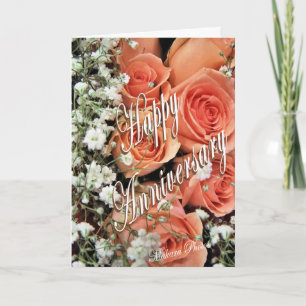 Peach Anniversary Roses Card