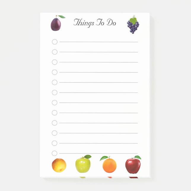 Peach, Apple & Grapes Fruits Things To Do Post-it Notes (Front)