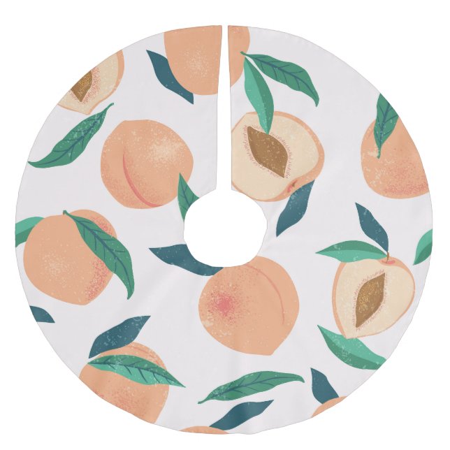 Peach Apricot: Tropical Seamless Pattern. Brushed Polyester Tree Skirt (Front)