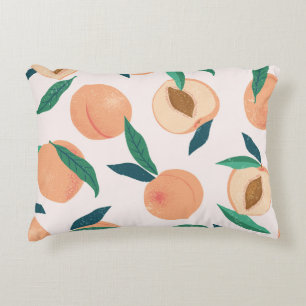 Peach Apricot: Tropical Seamless Pattern. Decorative Cushion