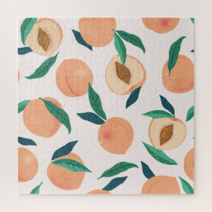 Peach Apricot: Tropical Seamless Pattern. Jigsaw Puzzle