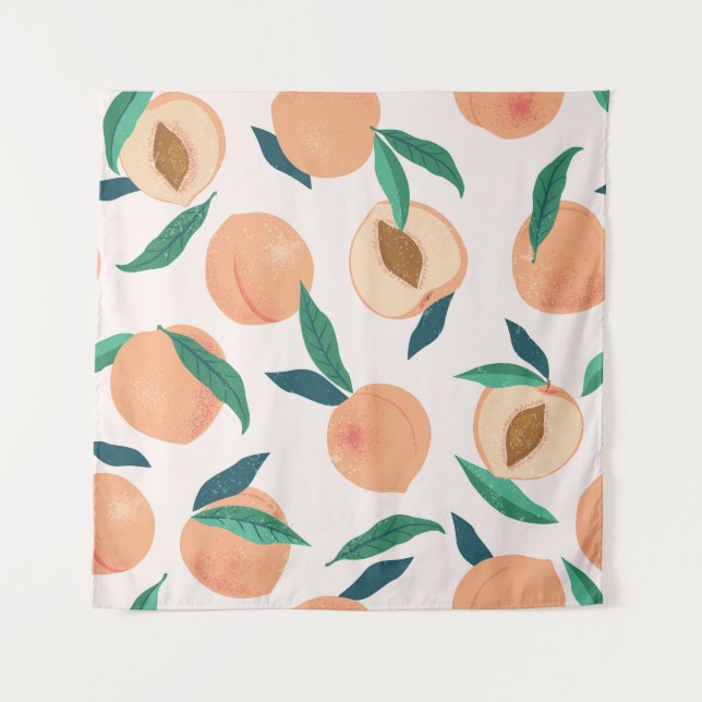Peach Apricot: Tropical Seamless Pattern. Tapestry (Front)