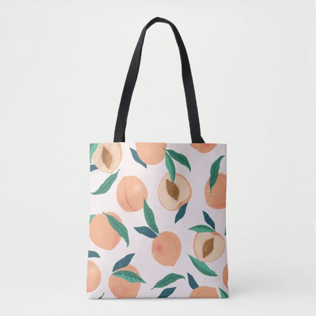 Peach Apricot: Tropical Seamless Pattern. Tote Bag (Front)