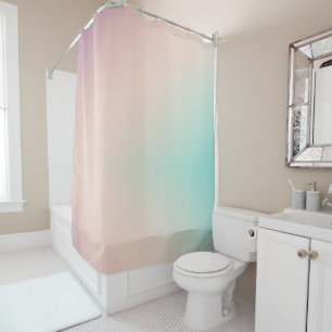 Peach Aqua Tie Dye Ombre Shower Curtain
