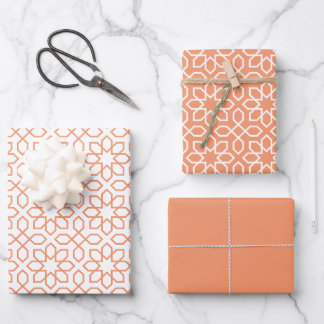 Peach Arabic Geometric Pattern Wrapping Paper Sheet