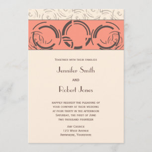 Peach Art Deco Circles Wedding Invitation