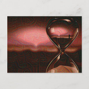 Peach Artistic Sunrise With Hourglass Postcard