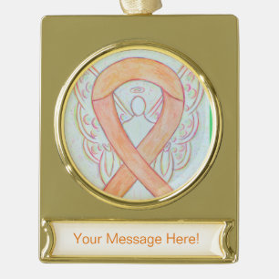 Peach Awareness Ribbon Angel Art Custom Ornament