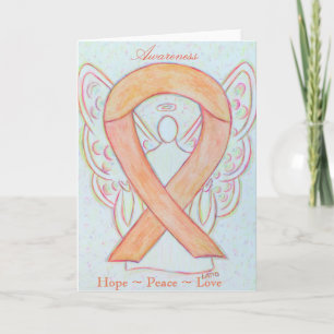 Peach Awareness Ribbon Angel Greeting Card