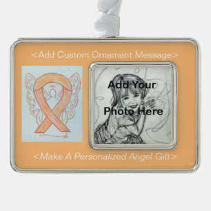 Peach Awareness Ribbon Angel Personalised Ornament