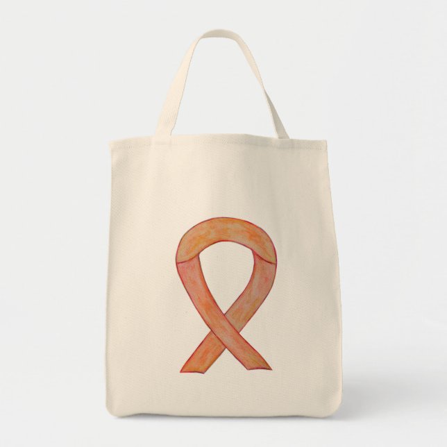 Peach Awareness Ribbon Custom Art Tote Bag (Front)