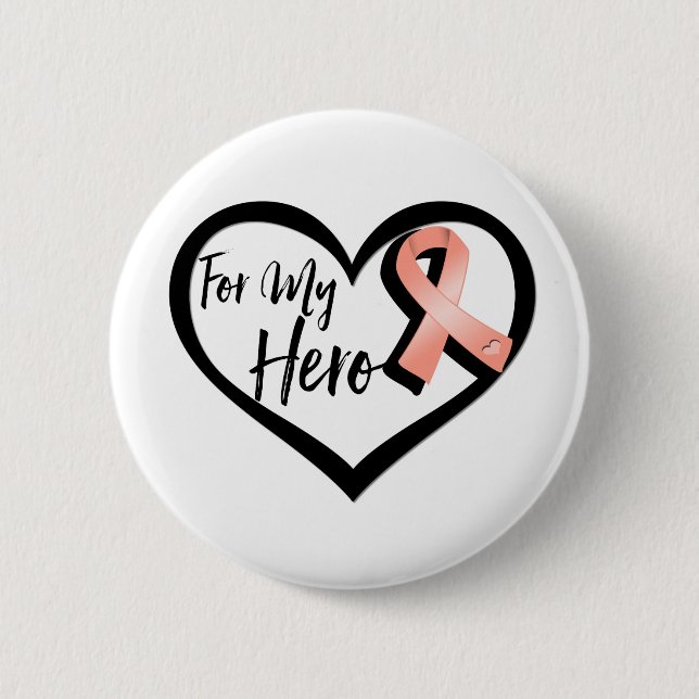 Peach Awareness Ribbon For My Hero 6 Cm Round Badge (Front)