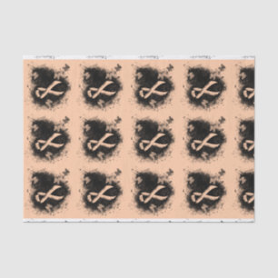 Peach Awareness Ribbon Grunge Heart Tissue Paper