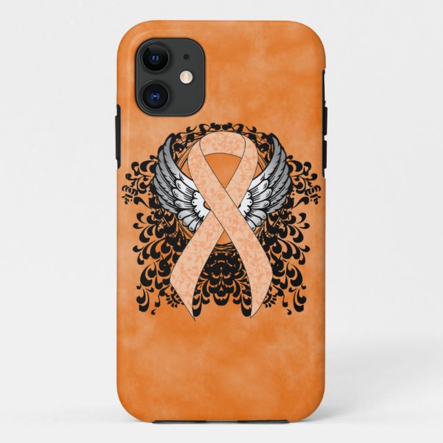Peach Awareness Ribbon with Wings Case-Mate iPhone Case (Back)