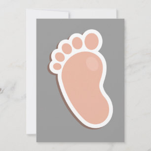 Peach Baby Footprints Baby Shower Invitation