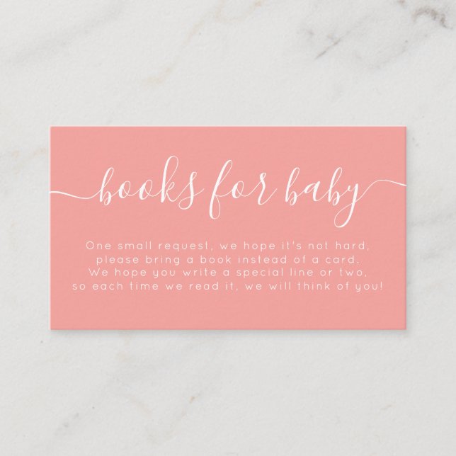 Peach Baby Shower Books For Baby Enclosure Card (Front)