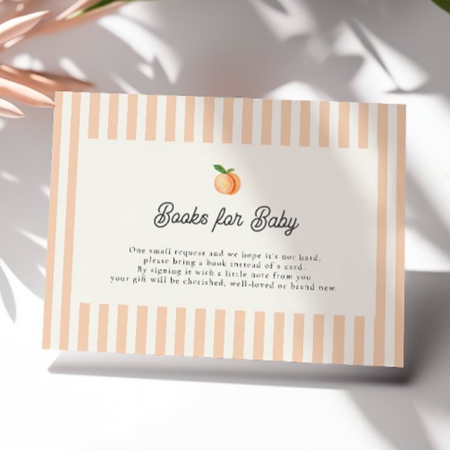 Peach Baby Shower Books for Baby Enclosure Card (Creator Uploaded)