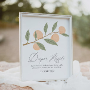 Peach Baby Shower Diaper Raffle Sign