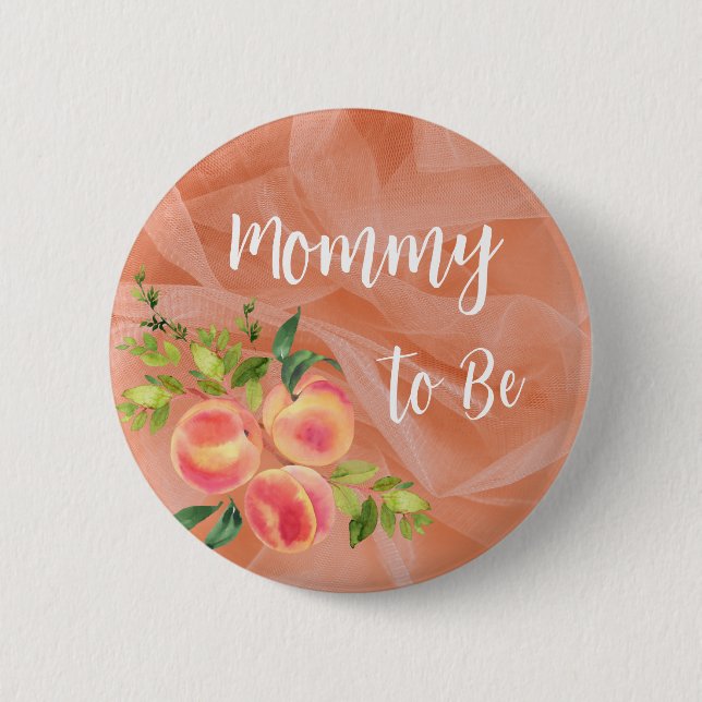 Peach Baby Shower Pins - Custom baby shower pins (Front)