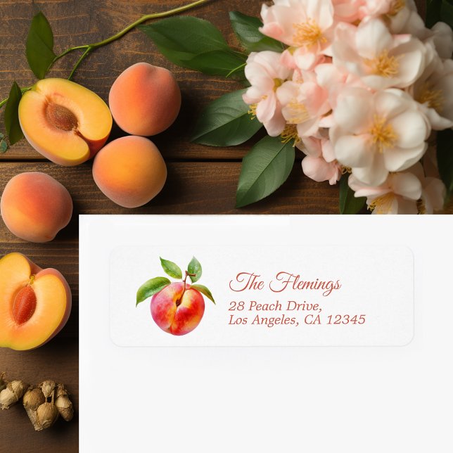 Peach Baby Shower  Return Address Label (Peach Fuzz Baby Shower)