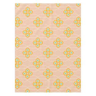 Peach background hexagonal floral pattern  tablecloth