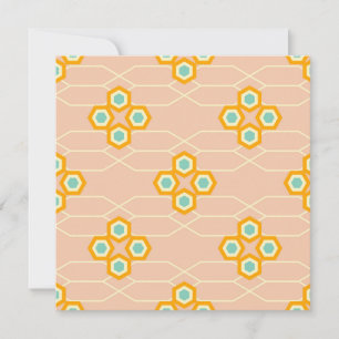 Peach background hexagonal floral pattern thank you card