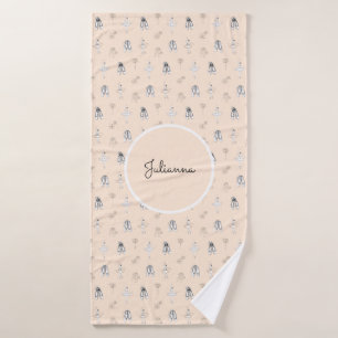 Peach Ballerina and Flowers Bath Towel