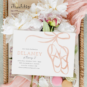 Peach Ballet Slippers Birthday Party Invitation