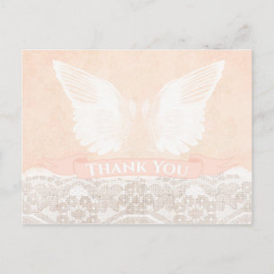 peach baptism thank you, christening thank you postcard