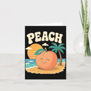 Peach beach summer retro cute fruit sunset design card