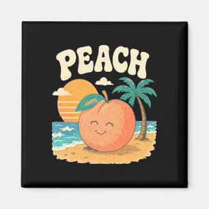 Peach beach summer retro cute fruit sunset design magnet