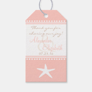 Peach Beach Wedding Guest Favour Thank You- Gift Tags