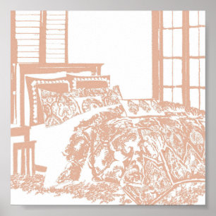 Peach Bedroom Sketch Poster