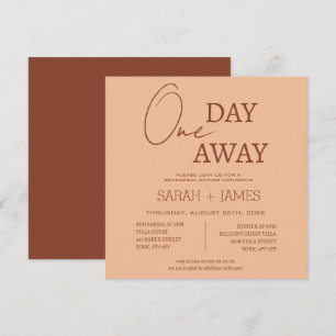 Peach Beige Modern One Day Away Rehearsal Dinner Invitation