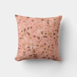Peach Beige Tan Brown Terrazzo Marble Pattern Cushion