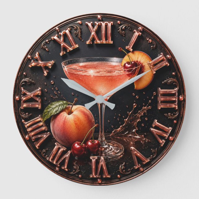 Peach Bellini Cocktail Bar Decor  Large Clock (Front)