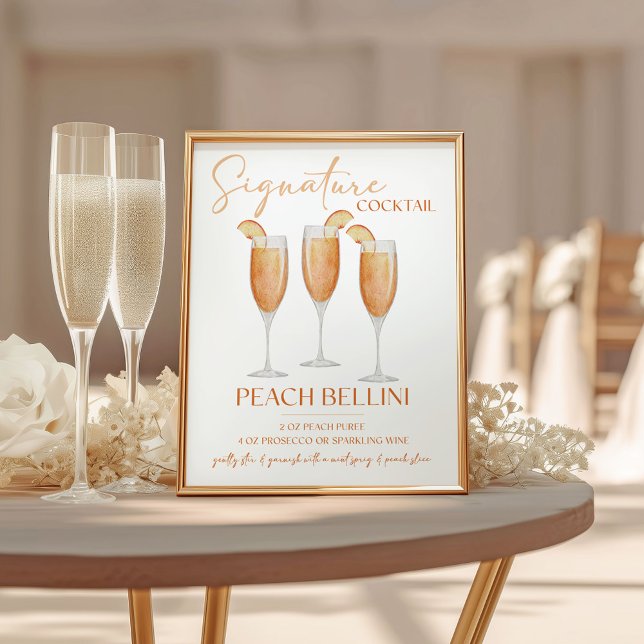 Peach Bellini Signature Cocktail Recipe Pedestal Sign (Creator Uploaded)