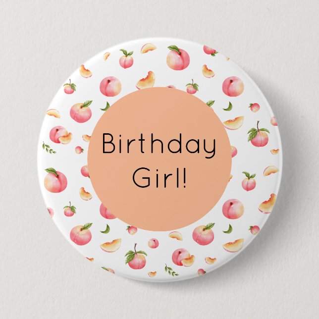 Peach Birthday 7.5 Cm Round Badge (Front)