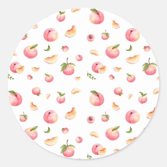 Peach Birthday Classic Round Sticker (Front)